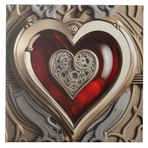 Carreau Cœur Steampunk Intemporel de l'Amour