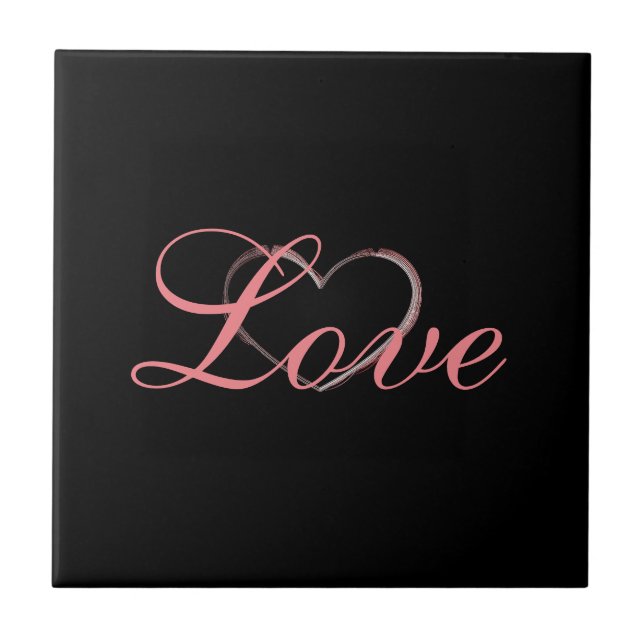 Carreau Coeur tendance Grey Calligraphie Amour Mariage (Devant)