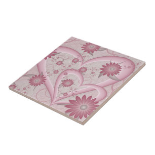 Carreau Coeurs et fleurs Abstraits roses Aimer l'art fract