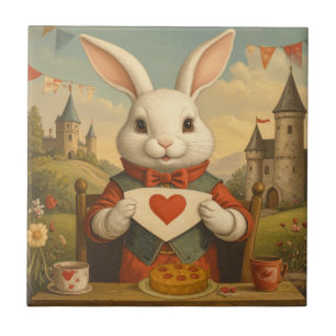 Carreau Cœurs Fantaisistes de Lapin Blanc Enchantant le Pa