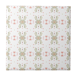 Carreau Coeurs minuscules et Feuilles sans couture