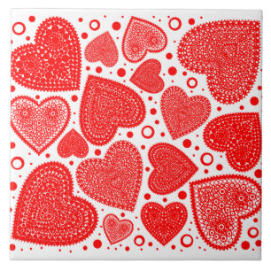 Carreau Coeurs rouges partout sur le Motif