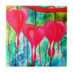 Carreau Coeurs saignants fleurs art