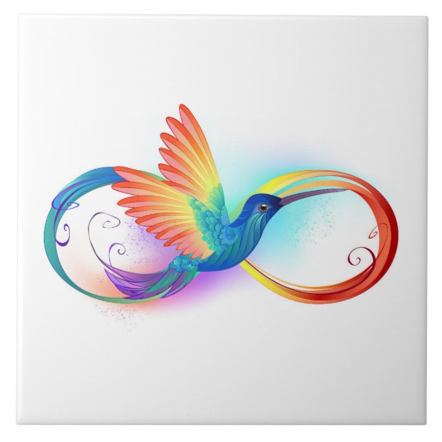 Carreau Colibri arc-en-ciel avec symbole Infinity (Devant)