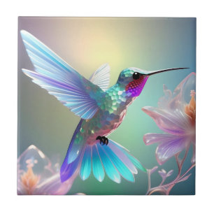 Carreau Colibri en verre arc-en-ciel