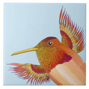 Carreau Colibri roux sur carrelage en céramique