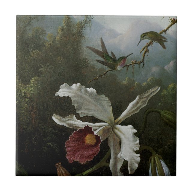 Carreau Colibris et orchidée blanche par Martin J. Heade (Devant)