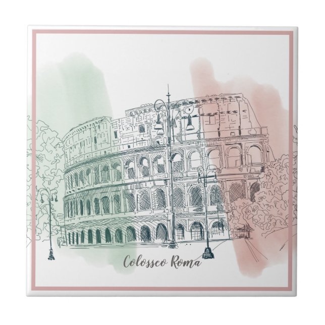 Carreau Colisée romaine Drapeau italien Couleurs stylo et  (Devant)