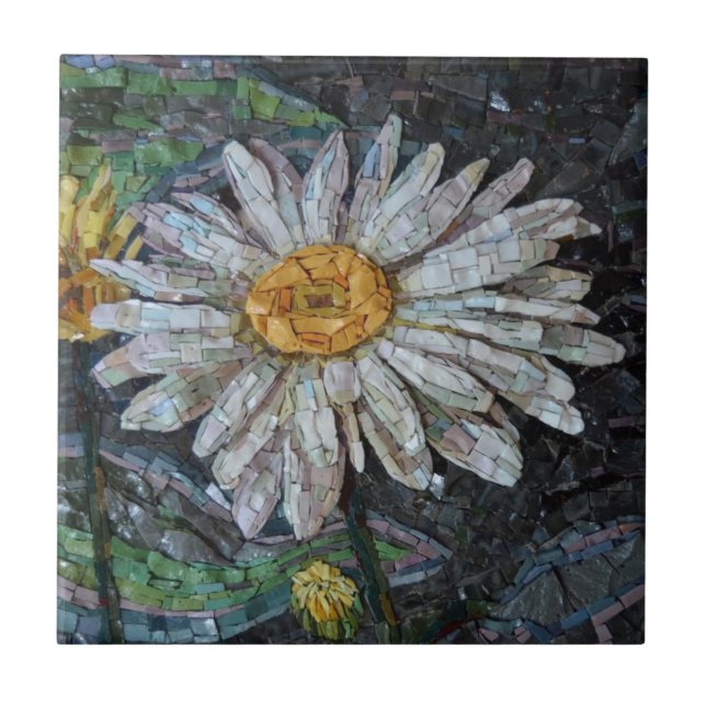 Carreau Collage artistique Floral Daisy Green (Devant)
