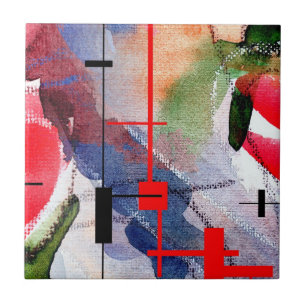 Carreau collage d'art abstrait, médias mélangés et