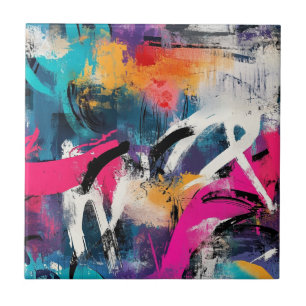 Carreau Collage de graffiti urbain avec des couleurs vives