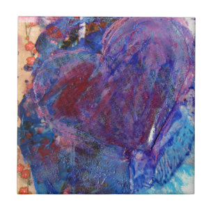 Carreau Collage multimédia mixte Coeur Abstrait