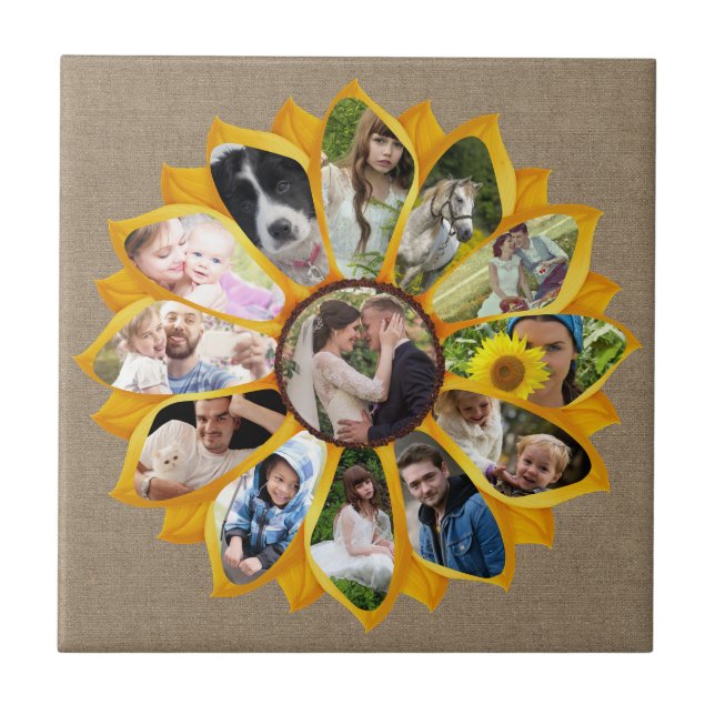 Carreau Collage photo famille Sunflower Burlap 13 Photos F (Devant)