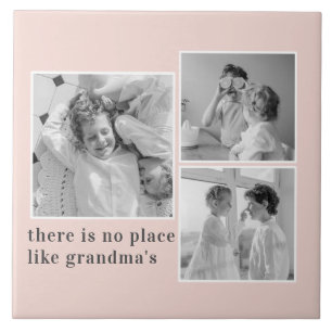 Carreau Collage Photo Pastel Pink Meilleur grand-mère Pois