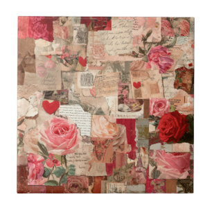 Carreau Collage Romantique Vintage Rose (7)