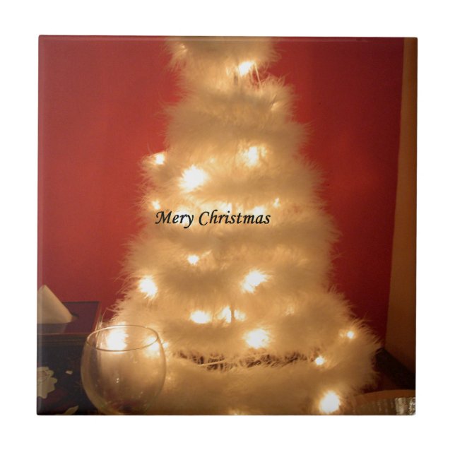 Carreau Collection d'arbres de Noël blancs décorés (Devant)