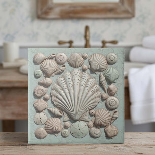 Carreau Collection de coquillages Trompe L'oeil Marine Lif