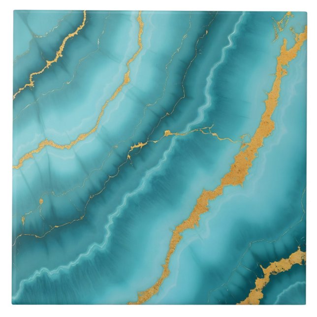 Carreau Collection de marbre bleu turquoise populaire (Devant)