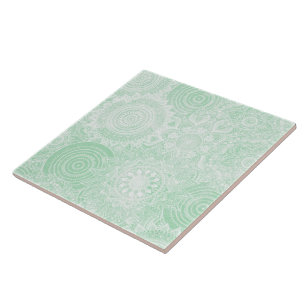 Carreau Collection Mandala blanche Design vert