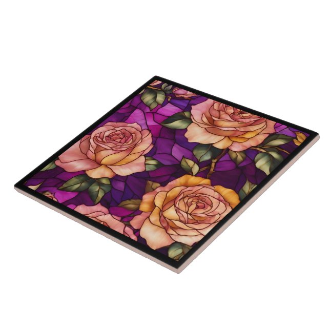 Carreau Collection rose en verre teint Populaire Elégant (Côté)