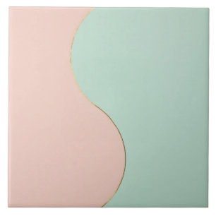 Carreau Collection Rose Pâle Menthe Abstrait Moderne