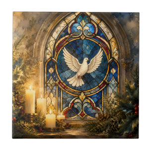 Carreau Colombe de Noël en vitrail