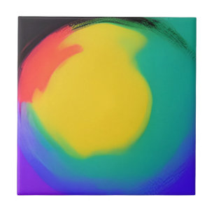 Carreau Colorball art abstrait jaune vert rouge indigo