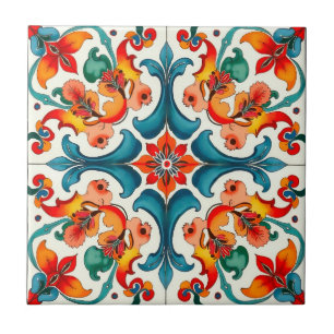 Carreau Coloré, Méditerranée, mosaïque, bleu, orange, vert