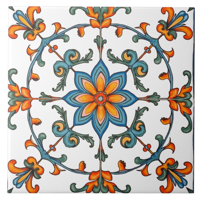 Carreau coloré, méditerranéen, mosaïque, (Devant)