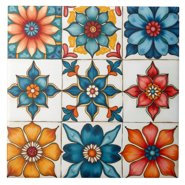 Carreau coloré, méditerranéen, mosaïque, (Devant)