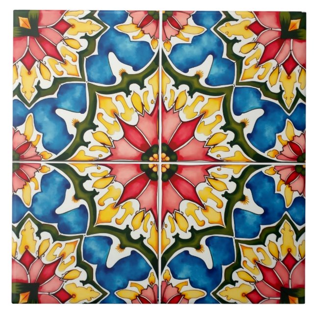Carreau coloré, méditerranéen, mosaïque, (Devant)