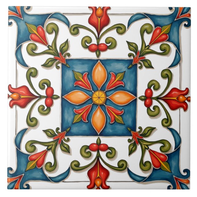 Carreau coloré, méditerranéen, mosaïque, (Devant)