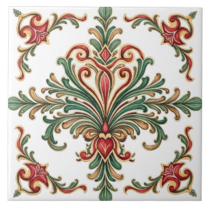 Carreau Coloré, Méditerranéen, mosaïque, rouge, vert,