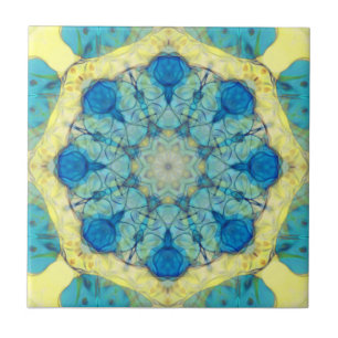 Carreau Coloré, oriental, abstrait mandala, turquoise, ja