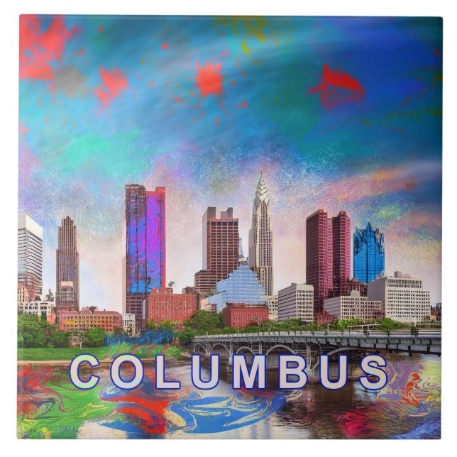 Carreau Columbus Abstrait Skyline Art Modern City (Devant)