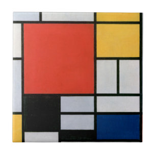 Carreau Composition de Piet Mondrian Rouge Jaune Bleu Impr