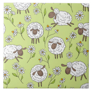 Carreau Compter les moutons sur le vert de rosée miel
