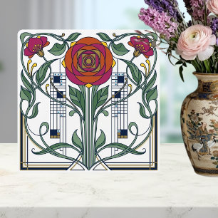 Carreau Conception artistique géométrique de rose florale 
