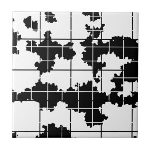 Carreau Conception d'art abstrait organique noir et blanc