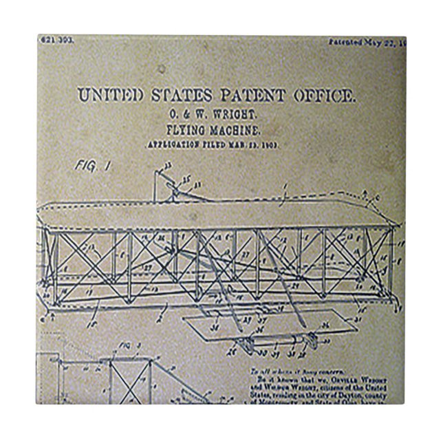 Carreau Conception de brevet de frères de Wright (Devant)