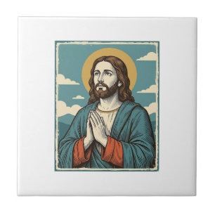 Carreau Conception de chemise religieuse Sauveur priant vi