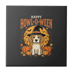 Carreau Conception de chien de citrouille de Beagle Hallow