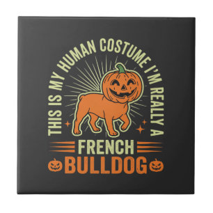 Carreau Conception de costume humain drôle de French Bulld