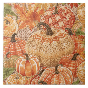Carreau Conception de Crochet de patchet vintage, Citrouil