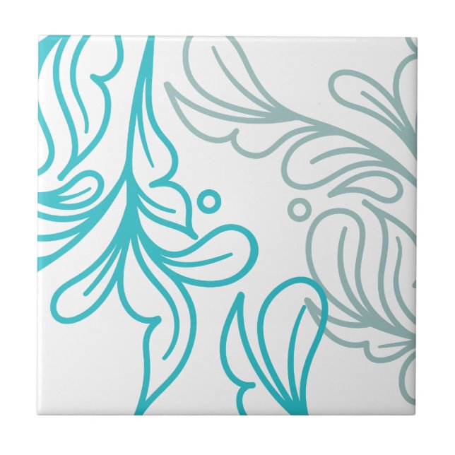 Carreau Conception de feuilles Boho turquoise et gris (Devant)