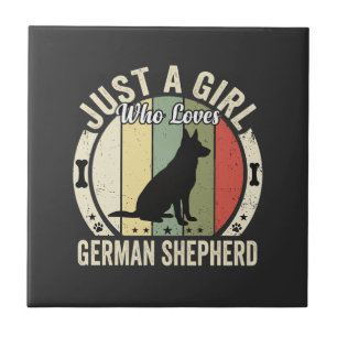 Carreau Conception de fille de berger allemand amoureuse d