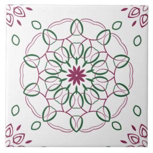Carreau Conception de mandala géométrique magenta et vert