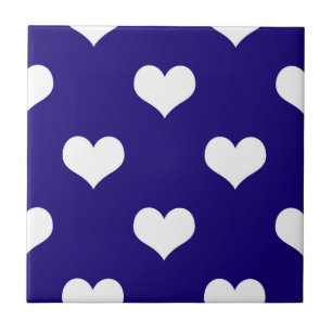 Carreau Conception de motif de cœur d'amour blanc bleu
