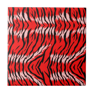 Carreau Conception de motif de peau d'animal Tigre Rouge