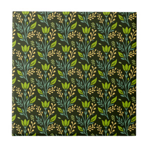 Carreau Conception de motif floral bleu et beige sophistiq